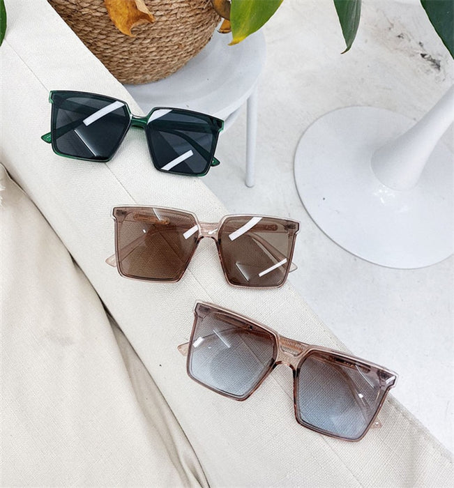 Women Men Brand Designer Transparent Gradient Sun Glasses Big Frame Eyewear UV400New Vintage Square Oversized Sunglasses