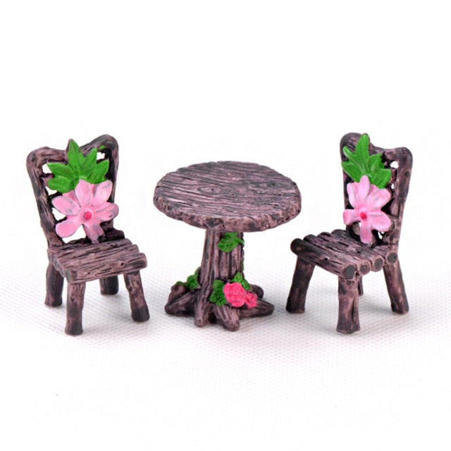 Fairy Garden Ornaments Figurines Toys 1set Mini Chair Home Decor Miniatures DIY Aquarium Dollhouse Accessories Decoration