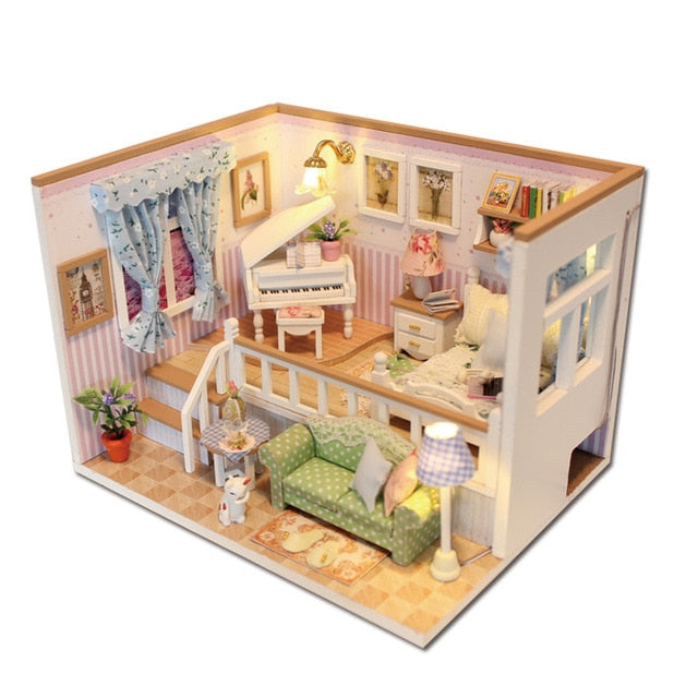 Wooden House Dollhouse kit Wooden