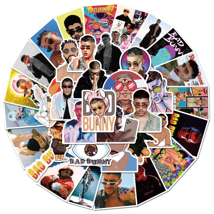 50PCS Puerto Rican Rapper Singer Bad Bunny Stickers