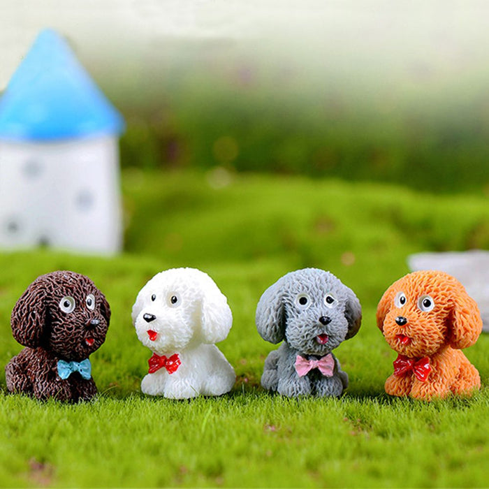 Teddy Cute Ornament Toy Miniatures 4Pcs DIY Beautiful Dog Pendant Figurines Animal Statue Puppy Pet Dolls Crafts Garden Decor