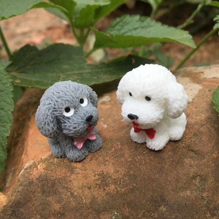 Teddy Cute Ornament Toy Miniatures 4Pcs DIY Beautiful Dog Pendant Figurines Animal Statue Puppy Pet Dolls Crafts Garden Decor