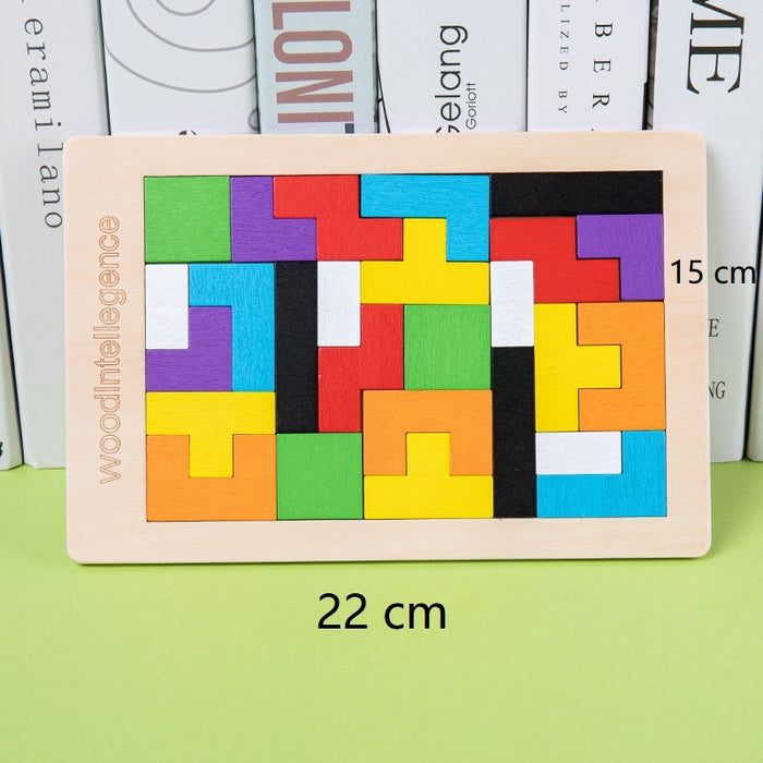 Children Pre-school Magination Intellectual Educational Toy for Kids Colorful 3D Puzzle Wooden Tangram Math Toys Tetris Game