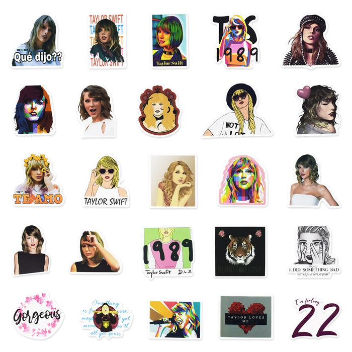 50 PCS Singer Taylor Alison Swift Cartoon Stickers