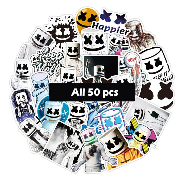 50pcs Marshmello Fans Stickers Doctom Chris Comstock EDM Singer