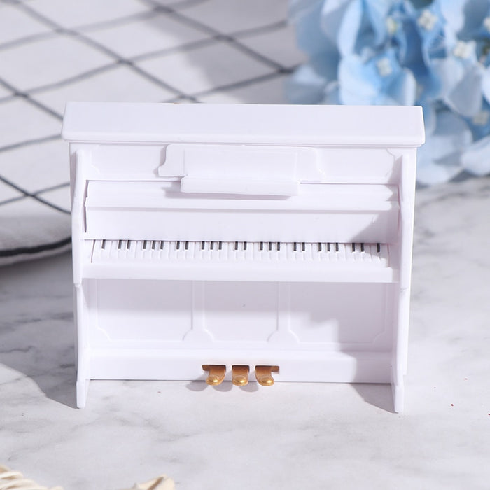 1:12 Wooden Grand Piano With Stool Model