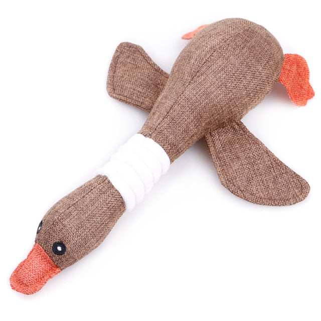 Resistance To Bite Squeaky Sound Pet Toy Cartoon Wild Goose Plush Dog Toys for Cleaning Teeth Puppy Dogs Chew Supplies