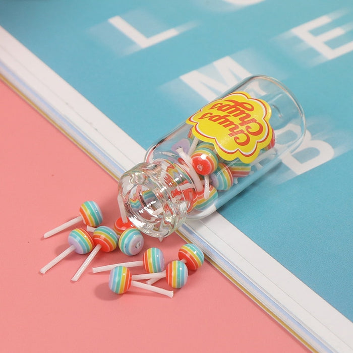 Mini Lollipops With Lollipop Jar Miniature For Doll House 1/12 Food Dessert Sugar Kitchen Furniture Toys Accessories