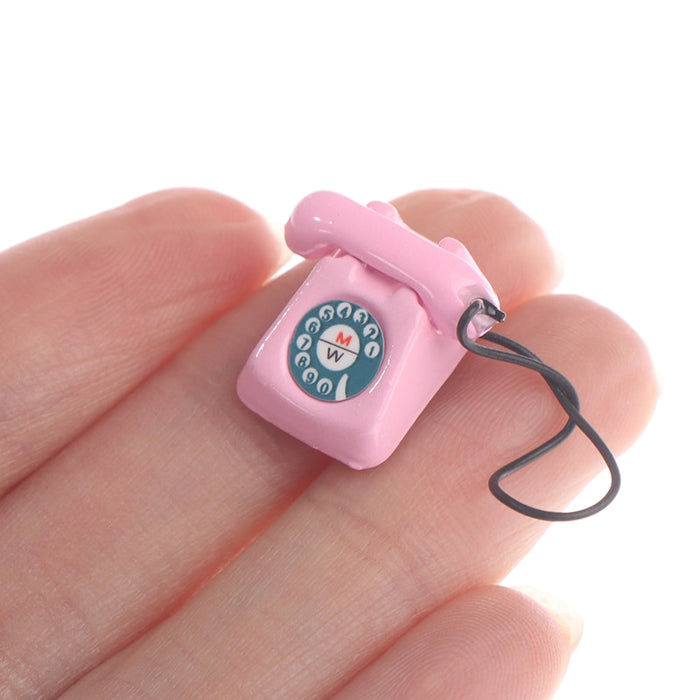 Retro phone red black pink Barbie doll use mini telephone Doll house for decoration