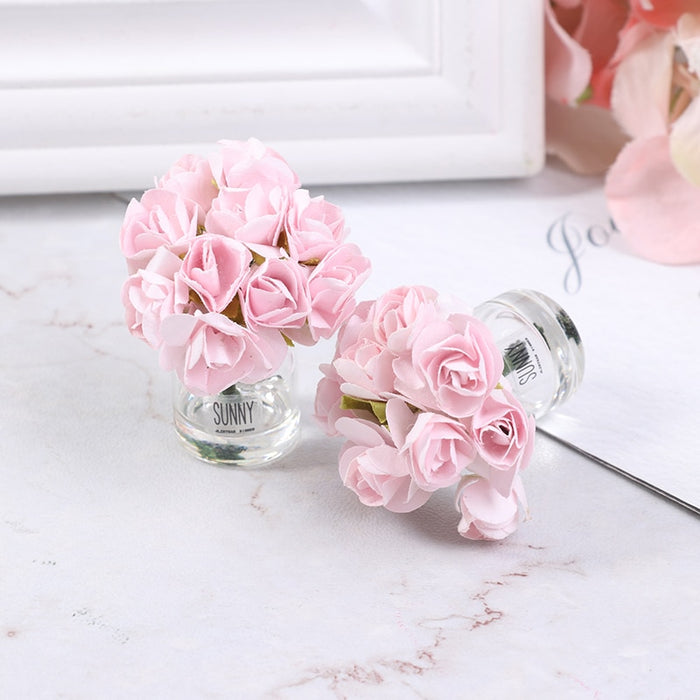 Pink Rose Glass Bottle 1/12 Flower Arrangement Home Decor Dollhouse Miniature