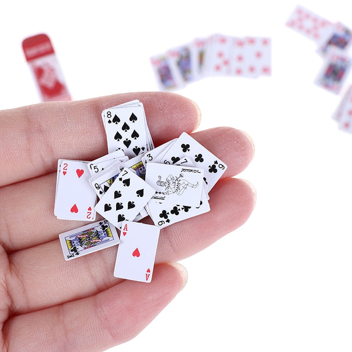 Mini Poker Playing Cute Cards 1 Set 1:12 Miniature Mini Cute Poker Doll House Cute For Doll Accessorie Doll Toys Decoration