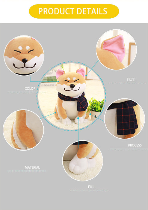 Stuffed Animal Toys Scarf Shiba Inu Dog Plush Toy 25cm Japanese Doll Doge Dog Children Gift