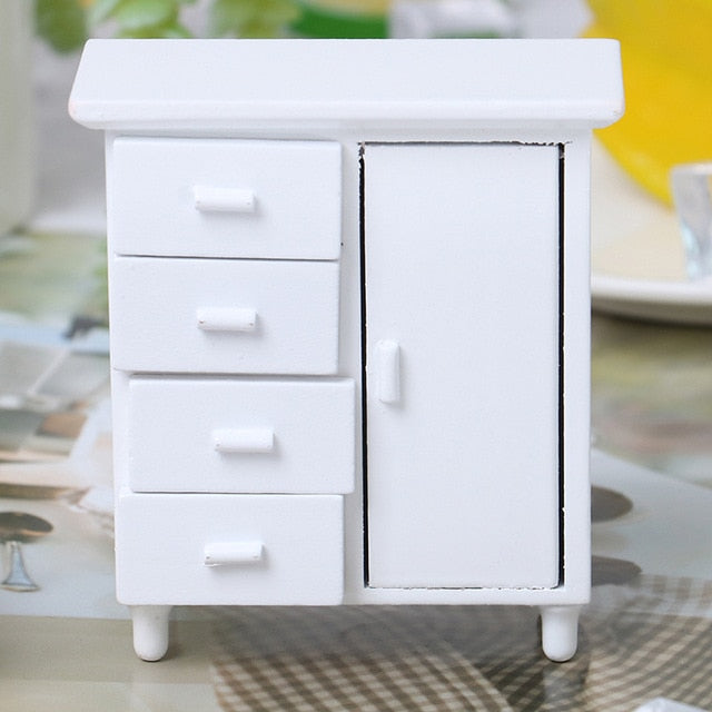 Wooden Cabinet Miniature New Arrival 1:12 Handcrafted Furniture Model Dollhouse White Doll House Decor miniatures Mini Cabinet