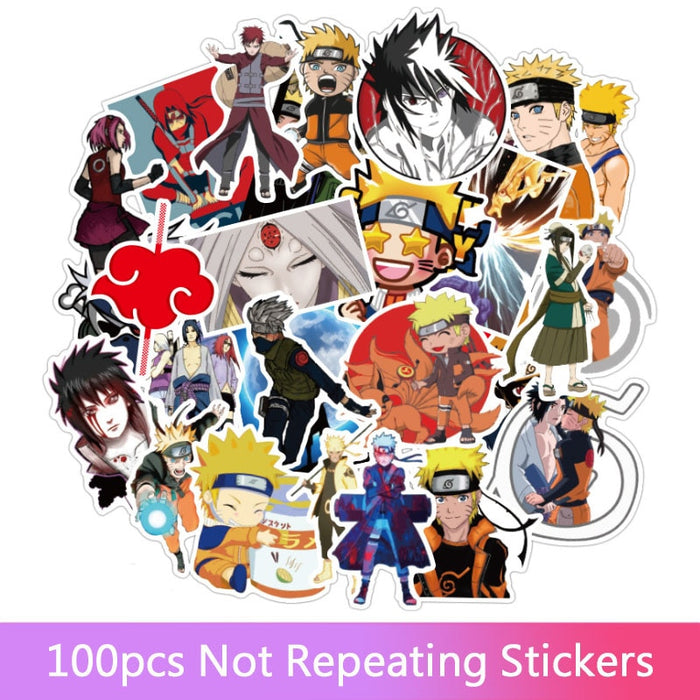50/100pcs New Naruto Japanese Manqi Graffiti Sticker Water Removable Trolley Case Sticker Notebook Sticker Car Sticker
