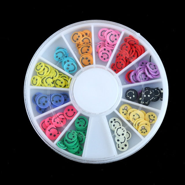 1pcs Kawaii Nail Art Fruit Flowers Feather DIY Design Cane Slices Decoration Acrylic Beauty Polymer Clay Nail Sticker Tool