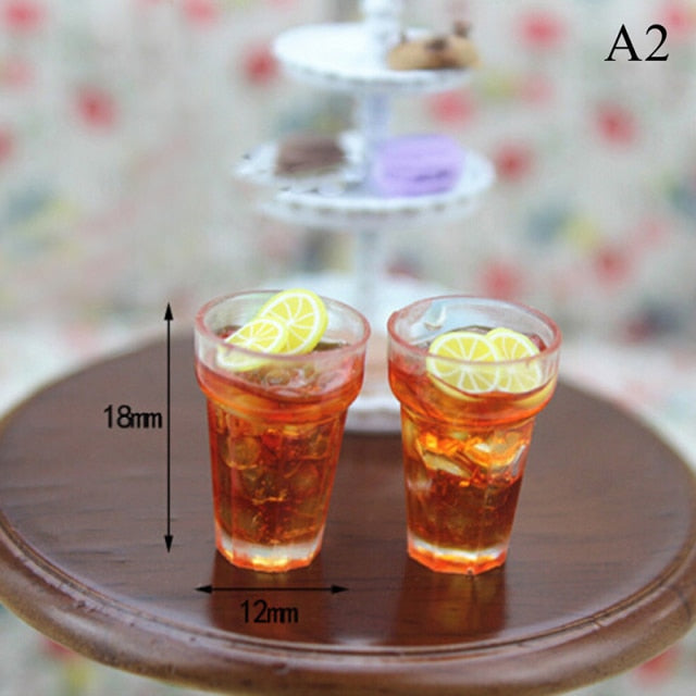 Fruit lemon Simulation drink miniature Hot Resin Mini 1:12 Scale milk tea Drink for dollhouse toy doll food kitchen accessories