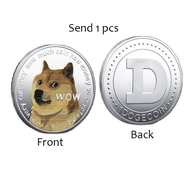 Funny Dogecoin Gold Silver Doge Commemorative Coins Collection Wow Dog Pattern Souvenir Home Decoration Crafts Desktop Ornaments