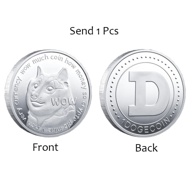 Funny Dogecoin Gold Silver Doge Commemorative Coins Collection Wow Dog Pattern Souvenir Home Decoration Crafts Desktop Ornaments