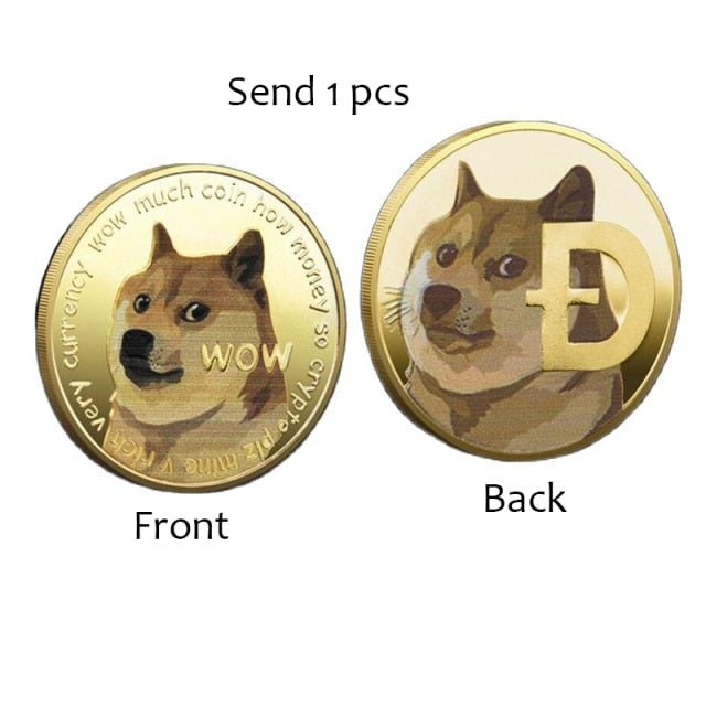 Funny Dogecoin Gold Silver Doge Commemorative Coins Collection Wow Dog Pattern Souvenir Home Decoration Crafts Desktop Ornaments