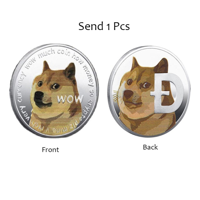 Funny Dogecoin Gold Silver Doge Commemorative Coins Collection Wow Dog Pattern Souvenir Home Decoration Crafts Desktop Ornaments