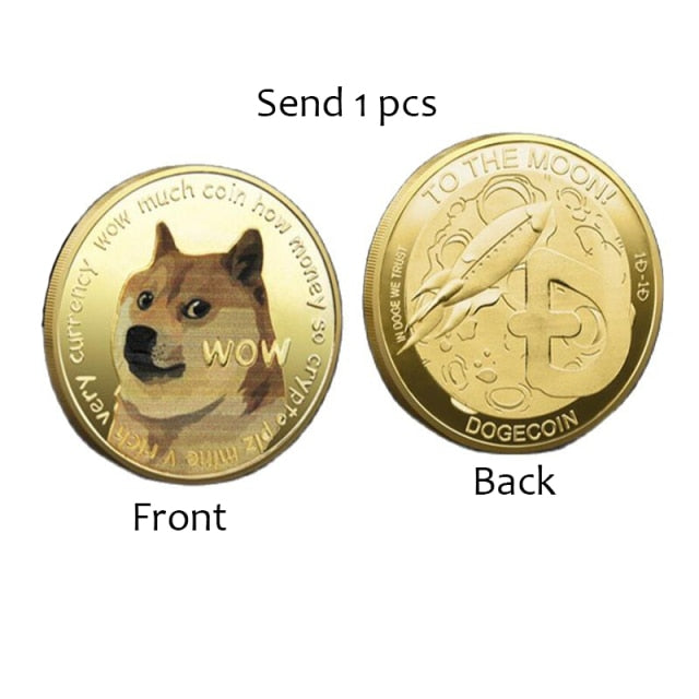 Funny Dogecoin Gold Silver Doge Commemorative Coins Collection Wow Dog Pattern Souvenir Home Decoration Crafts Desktop Ornaments