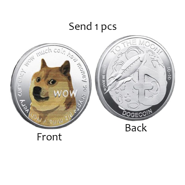 Funny Dogecoin Gold Silver Doge Commemorative Coins Collection Wow Dog Pattern Souvenir Home Decoration Crafts Desktop Ornaments