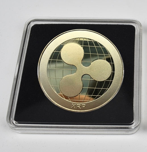 Gold Plated Bitcoin Bit Coin Litecoin Ripple Doge Dogecoin Commemoration Metal Coin Transparent Acrylic Packaging Coin