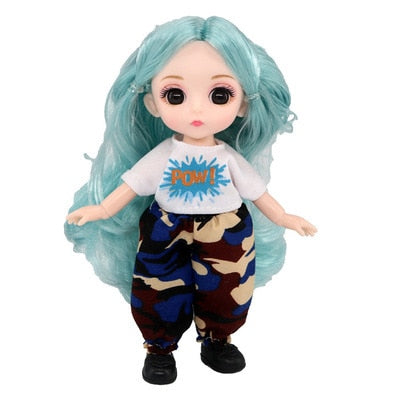 Princess Clothes Suit 16CM Doll Movable Joints BJD 13 Multicolor Hair Girl Gift Toy Casual Fashion Accessories Nude Decoration