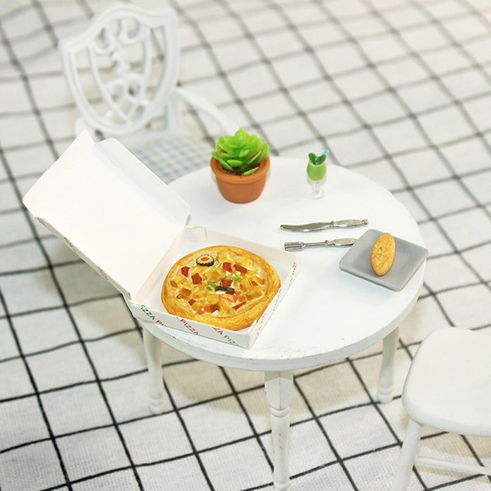 Mini Resin Pizza with Box Miniature 2020 New 1/12 Dollhouse Accessories Simulation Food Model Toys for Doll House Decoration