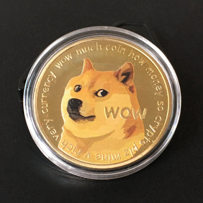 Beautiful WOW Gold Plated Dogecoin Commemorative Coins Cute Dog Pattern Dog Souvenir Collection Gifts