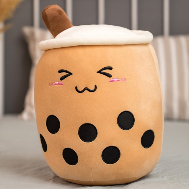 tea cup shaped pillow with suction cute cuddling cartoon fruit bubble tubes real-life stuffed soft back cushion funny boba food