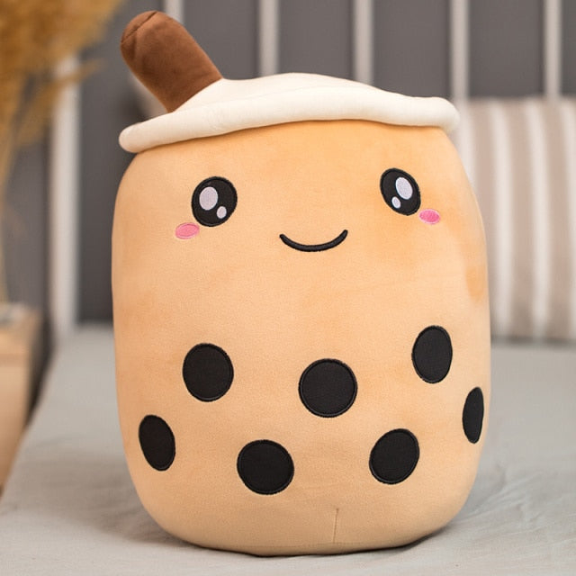 tea cup shaped pillow with suction cute cuddling cartoon fruit bubble tubes real-life stuffed soft back cushion funny boba food