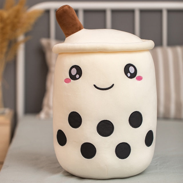 tea cup shaped pillow with suction cute cuddling cartoon fruit bubble tubes real-life stuffed soft back cushion funny boba food