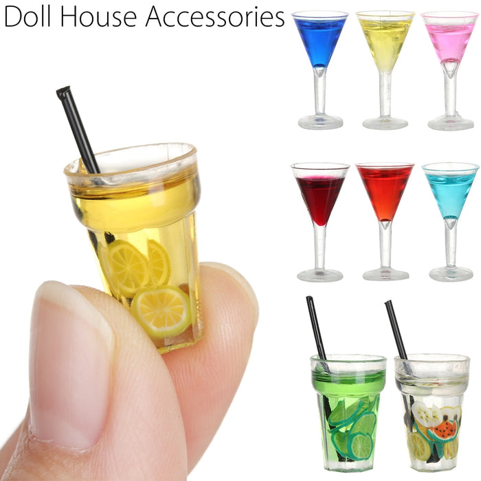 DIY Resin Scene Model Miniature 2020 Food Play Set Mini Fruit Tea Cocktail Doll Toy Doll Decoration House Accessories