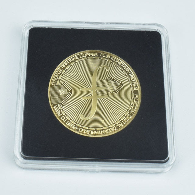 Gold Plated Bitcoin Bit Coin Litecoin Ripple Doge Dogecoin Commemoration Metal Coin Transparent Acrylic Packaging Coin