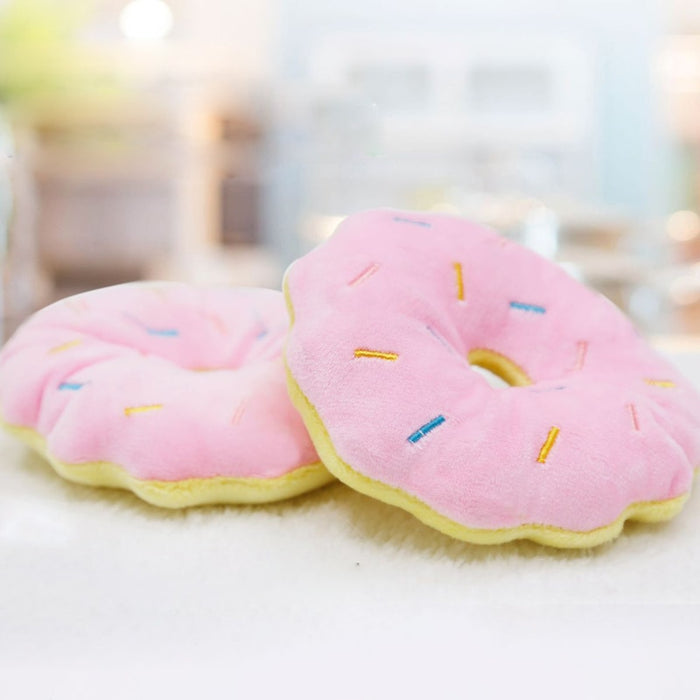 1pc Soft Donuts Plush Dog  Sound Interactive Toy Funny Pet Accessories Supplies 11cm Toys Puppy Chew Squeak