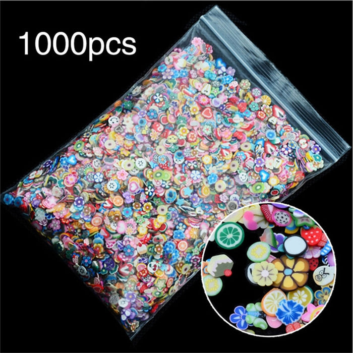 1 Pack Girls Toy 3D Fruit Tiny Slices Polymer Clay DIY Make Up Beauty Nail Art Sticker Decorations Flowers Feather Design
