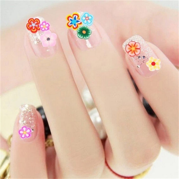 1 Pack Girls Toy 3D Fruit Tiny Slices Polymer Clay DIY Make Up Beauty Nail Art Sticker Decorations Flowers Feather Design