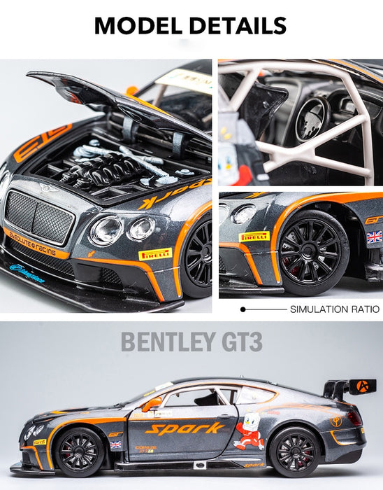 1:24 Bentley GT3 Sports Car Alloy Car Diecasts & Toy Vehicles Metal Toy Car Model High Simulation Collection Gifts