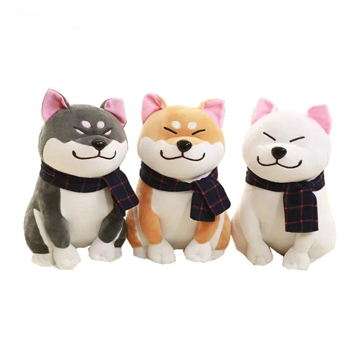 Stuffed Animal Toys Scarf Shiba Inu Dog Plush Toy 25cm Japanese Doll Doge Dog Children Gift