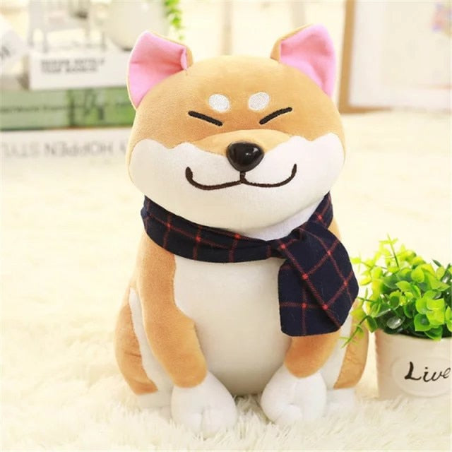 Stuffed Animal Toys Scarf Shiba Inu Dog Plush Toy 25cm Japanese Doll Doge Dog Children Gift