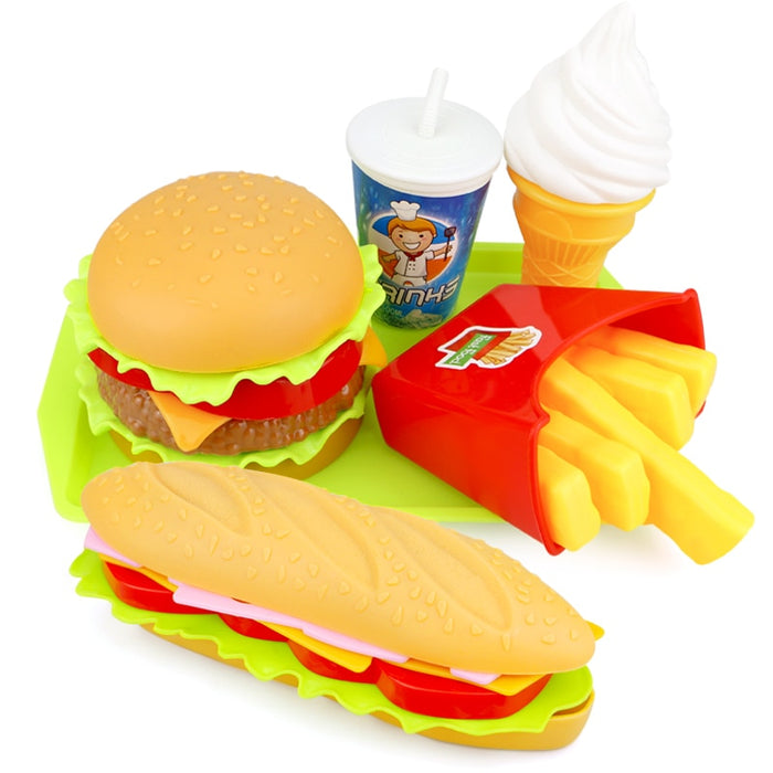 Hamburger Hotdog Miniature Snack Burger Educational Toys For Girl Kid Children Simulation Food Kitchen Toy Set Pretend Play